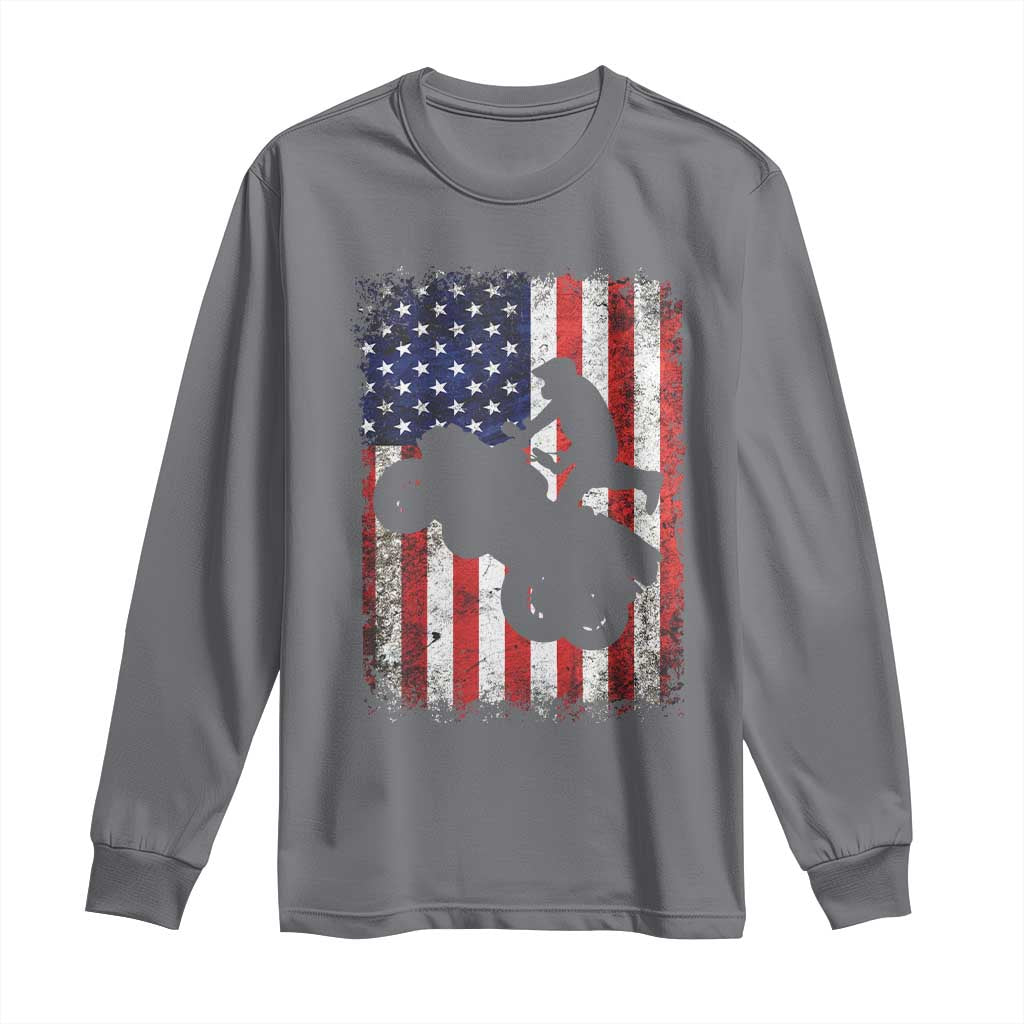 Cool ATV American Flag Long Sleeve Shirt Retro Quad 4 Wheeler ATV Riding Quadrider Off Road TS10 Charcoal Print Your Wear