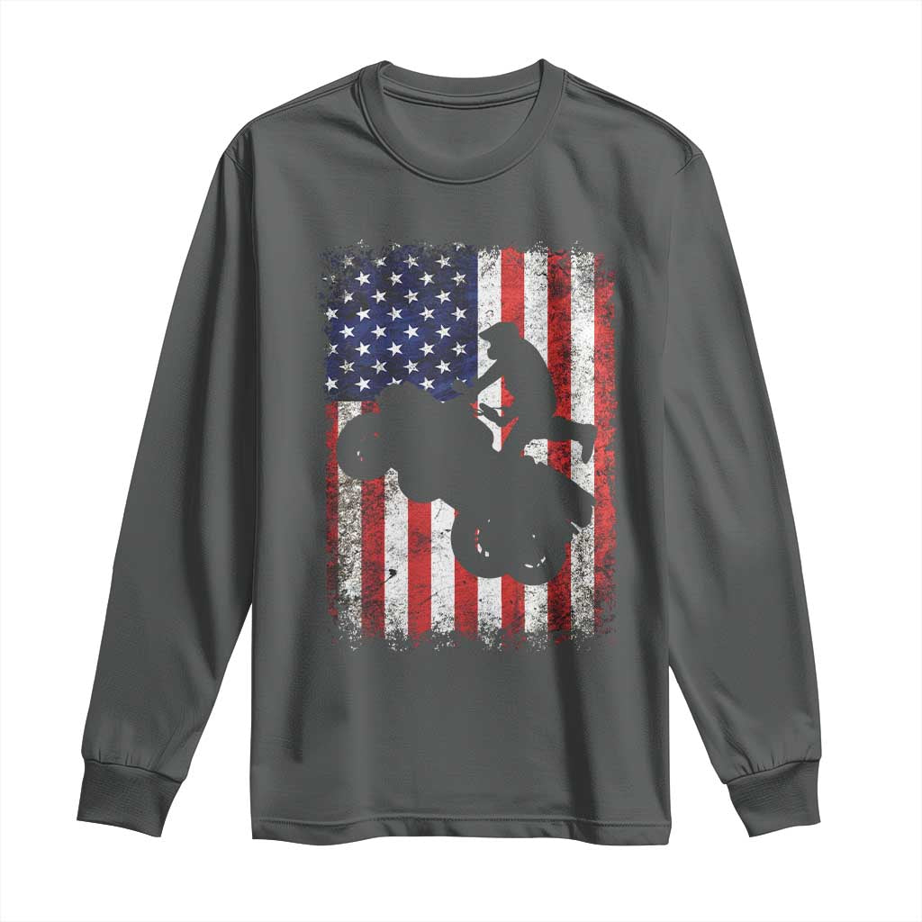 Cool ATV American Flag Long Sleeve Shirt Retro Quad 4 Wheeler ATV Riding Quadrider Off Road TS10 Dark Heather Print Your Wear