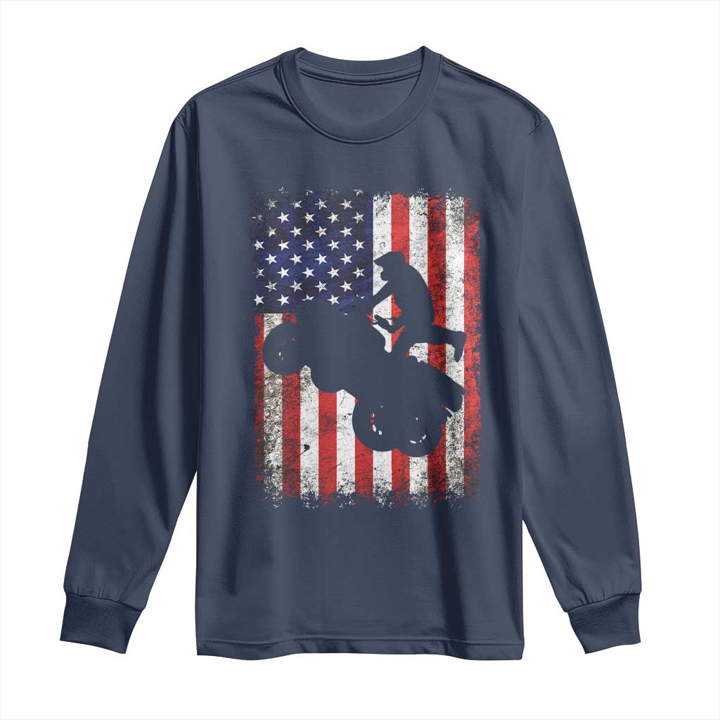 Cool ATV American Flag Long Sleeve Shirt Retro Quad 4 Wheeler ATV Riding Quadrider Off Road TS10 Navy Print Your Wear
