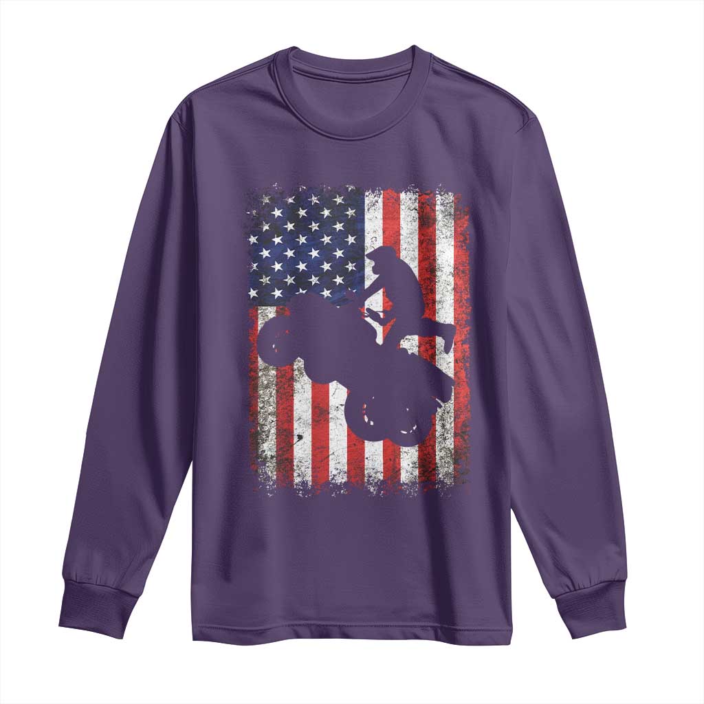 Cool ATV American Flag Long Sleeve Shirt Retro Quad 4 Wheeler ATV Riding Quadrider Off Road TS10 Purple Print Your Wear