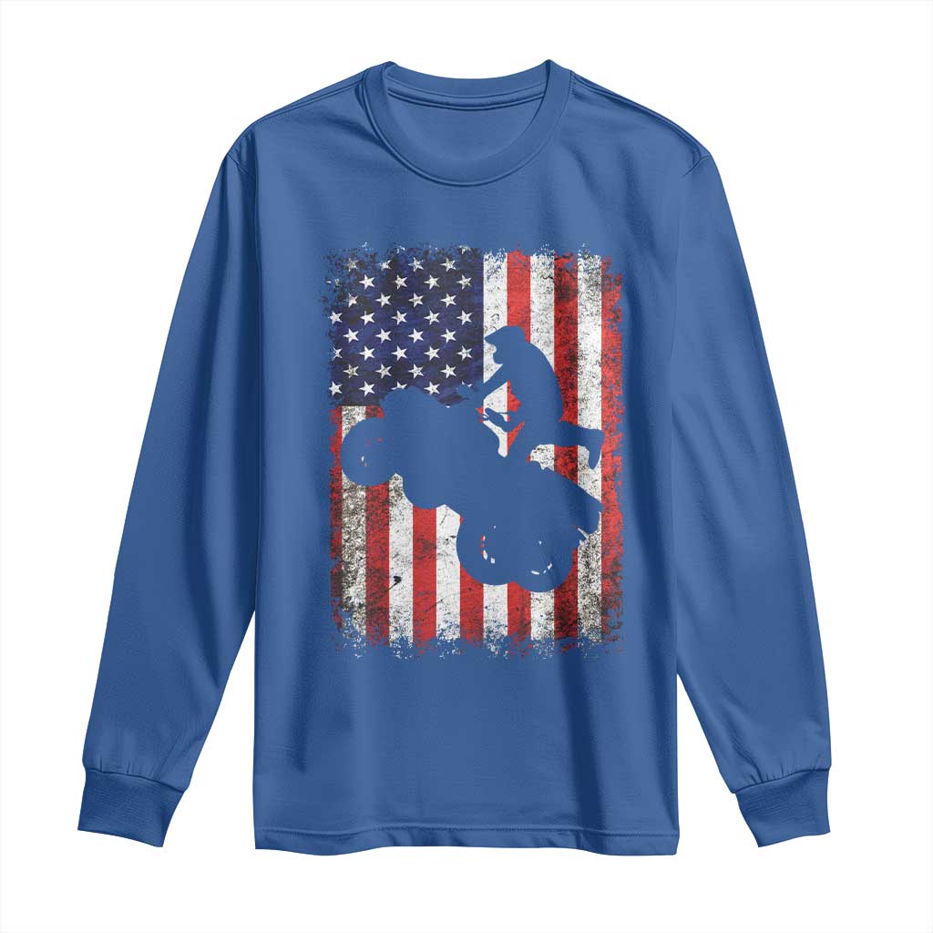 Cool ATV American Flag Long Sleeve Shirt Retro Quad 4 Wheeler ATV Riding Quadrider Off Road TS10 Royal Blue Print Your Wear