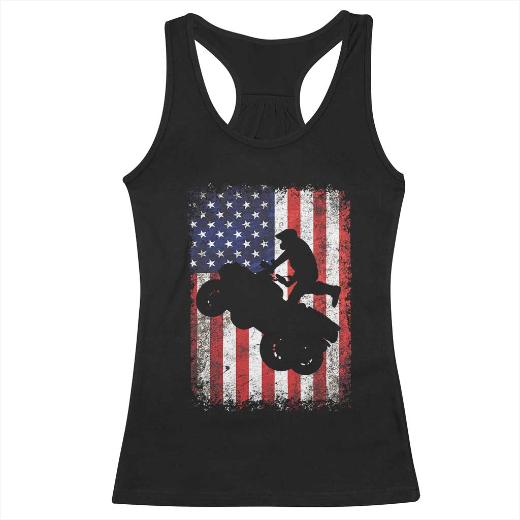 Cool ATV American Flag Racerback Tank Top Retro Quad 4 Wheeler ATV Riding Quadrider Off Road TS10 Black Print Your Wear