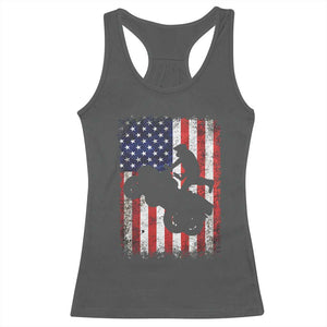 Cool ATV American Flag Racerback Tank Top Retro Quad 4 Wheeler ATV Riding Quadrider Off Road TS10 Dark Heather Print Your Wear