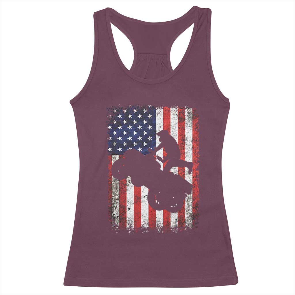 Cool ATV American Flag Racerback Tank Top Retro Quad 4 Wheeler ATV Riding Quadrider Off Road TS10 Maroon Print Your Wear
