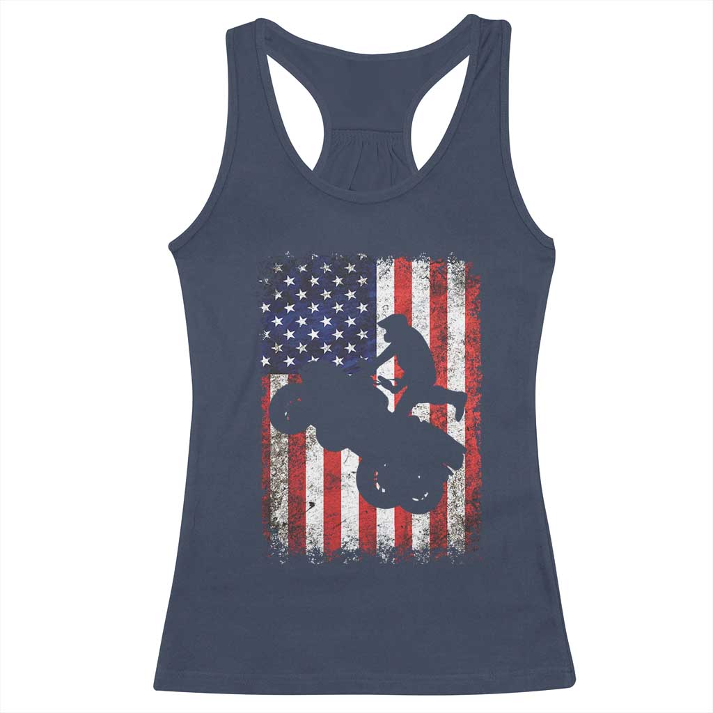 Cool ATV American Flag Racerback Tank Top Retro Quad 4 Wheeler ATV Riding Quadrider Off Road TS10 Navy Print Your Wear