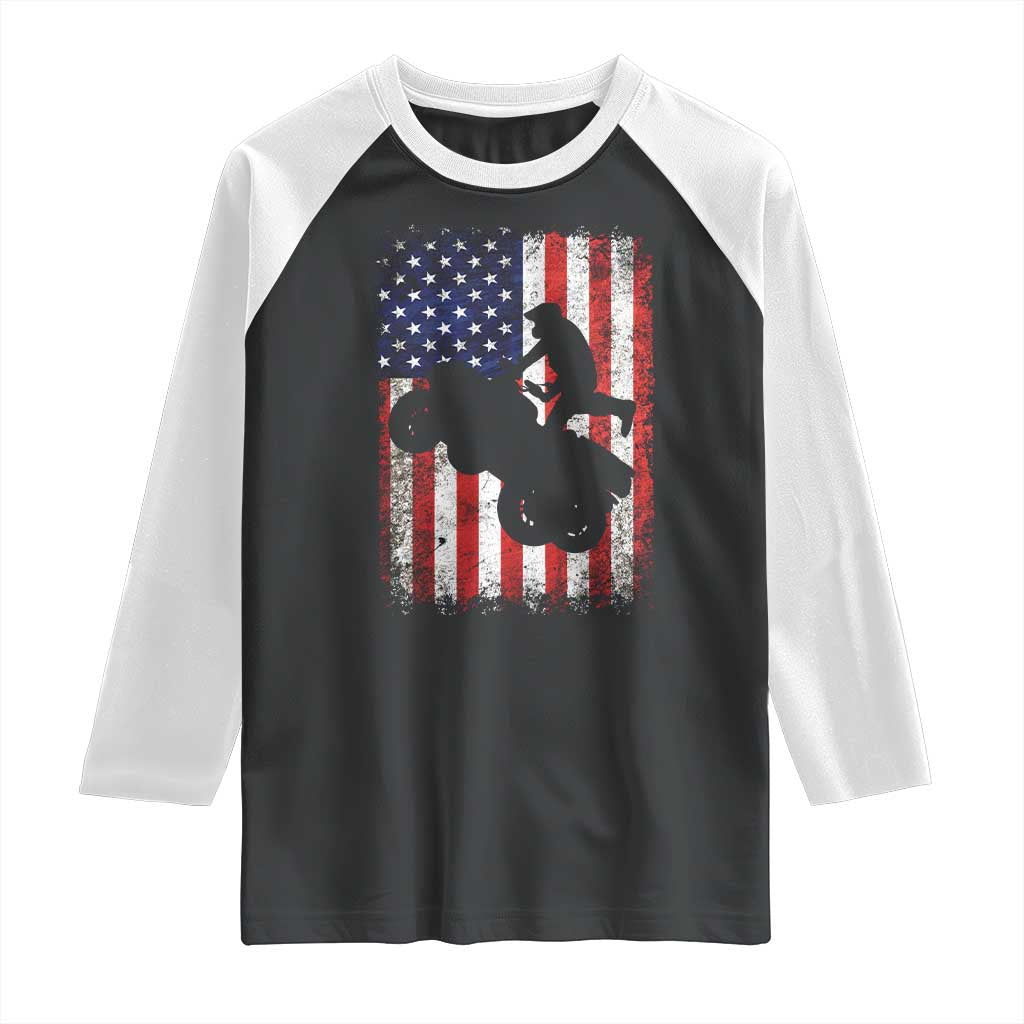 Cool ATV American Flag Raglan Shirt Retro Quad 4 Wheeler ATV Riding Quadrider Off Road TS10 Black White Print Your Wear