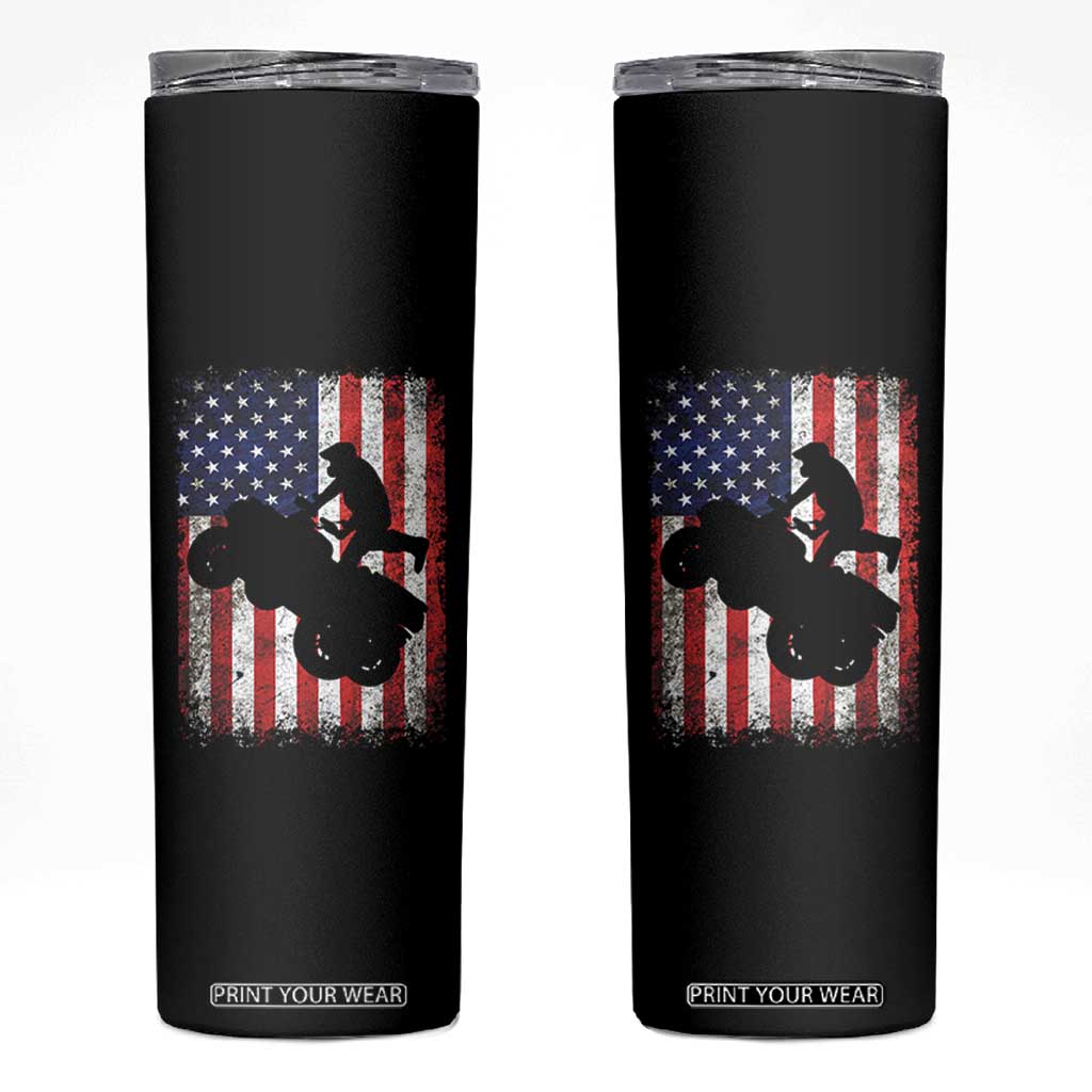 Cool ATV American Flag Skinny Tumbler Retro Quad 4 Wheeler ATV Riding Quadrider Off Road TS10 Black Print Your Wear