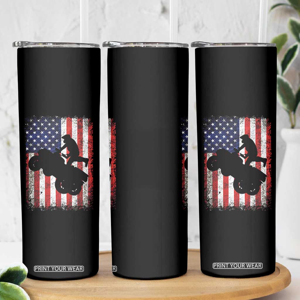 Cool ATV American Flag Skinny Tumbler Retro Quad 4 Wheeler ATV Riding Quadrider Off Road TS10 Print Your Wear