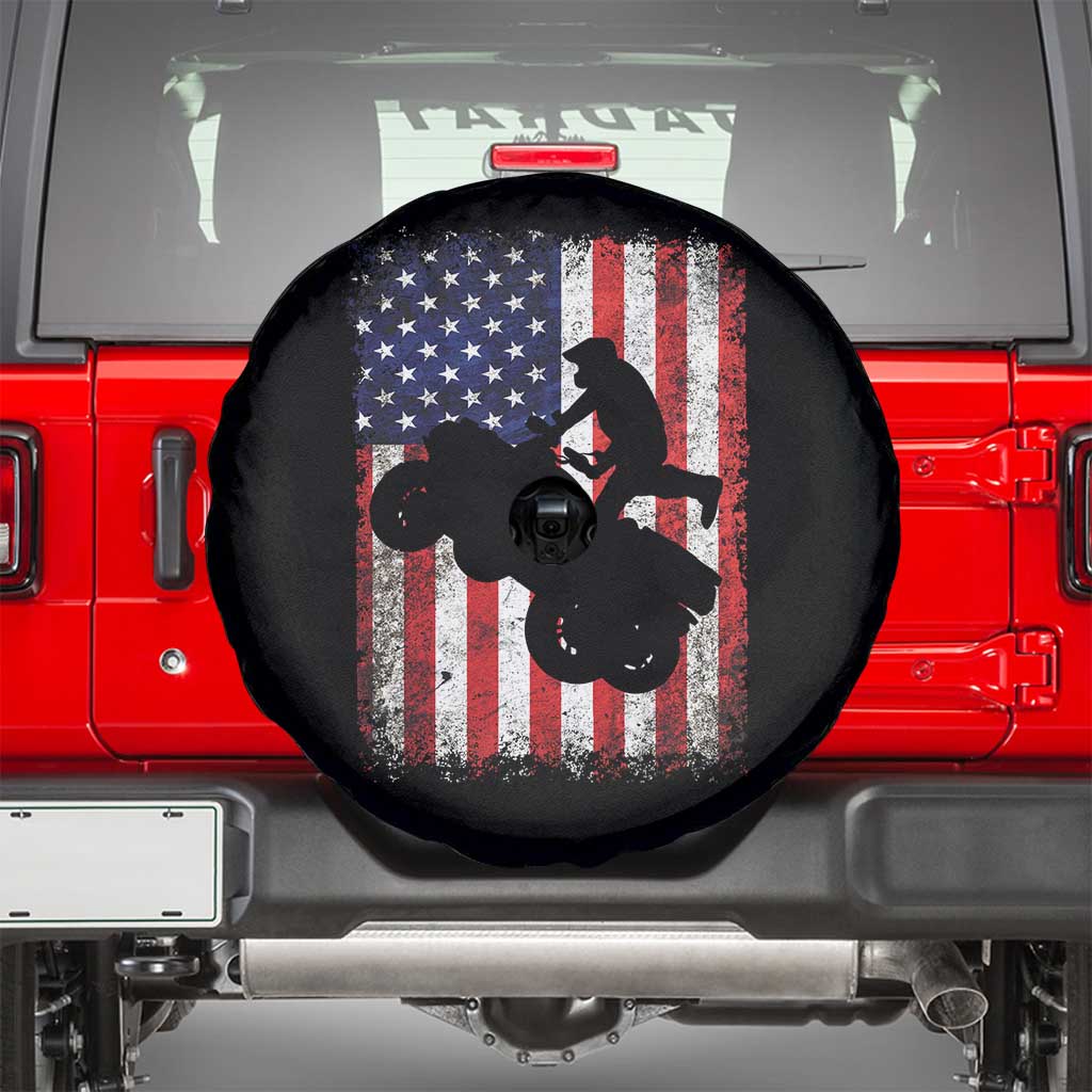 Cool ATV American Flag Spare Tire Cover Retro Quad 4 Wheeler ATV Riding Quadrider Off Road TS10 Black Print Your Wear
