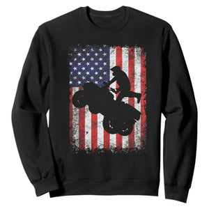 Cool ATV American Flag Sweatshirt Retro Quad 4 Wheeler ATV Riding Quadrider Off Road TS10 Black Print Your Wear