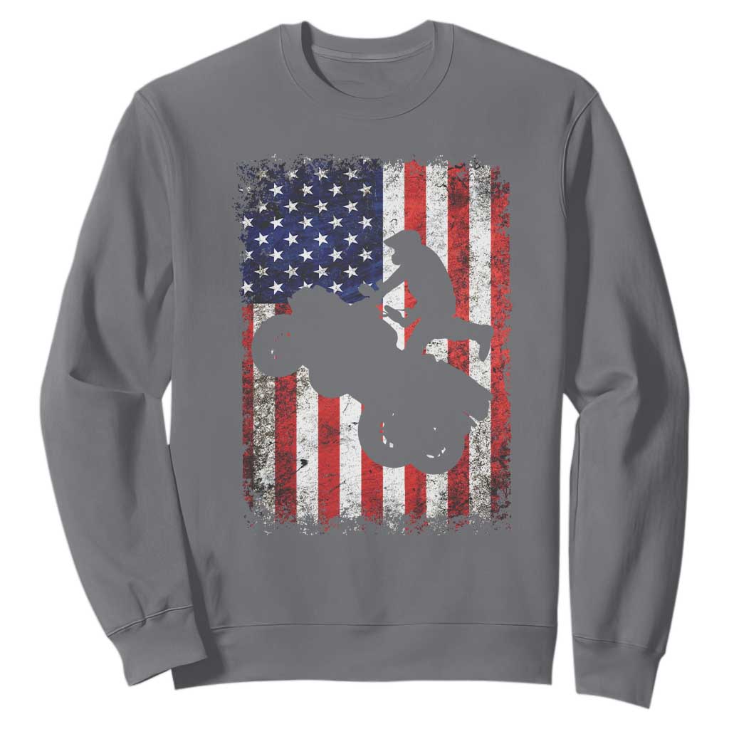 Cool ATV American Flag Sweatshirt Retro Quad 4 Wheeler ATV Riding Quadrider Off Road TS10 Charcoal Print Your Wear