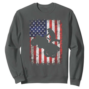 Cool ATV American Flag Sweatshirt Retro Quad 4 Wheeler ATV Riding Quadrider Off Road TS10 Dark Heather Print Your Wear