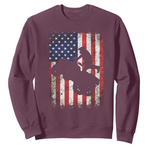 Cool ATV American Flag Sweatshirt Retro Quad 4 Wheeler ATV Riding Quadrider Off Road TS10 Maroon Print Your Wear