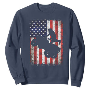 Cool ATV American Flag Sweatshirt Retro Quad 4 Wheeler ATV Riding Quadrider Off Road TS10 Navy Print Your Wear