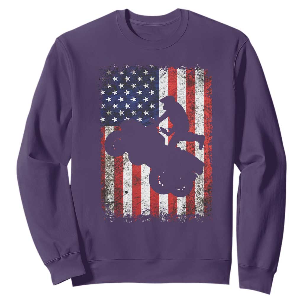 Cool ATV American Flag Sweatshirt Retro Quad 4 Wheeler ATV Riding Quadrider Off Road TS10 Purple Print Your Wear