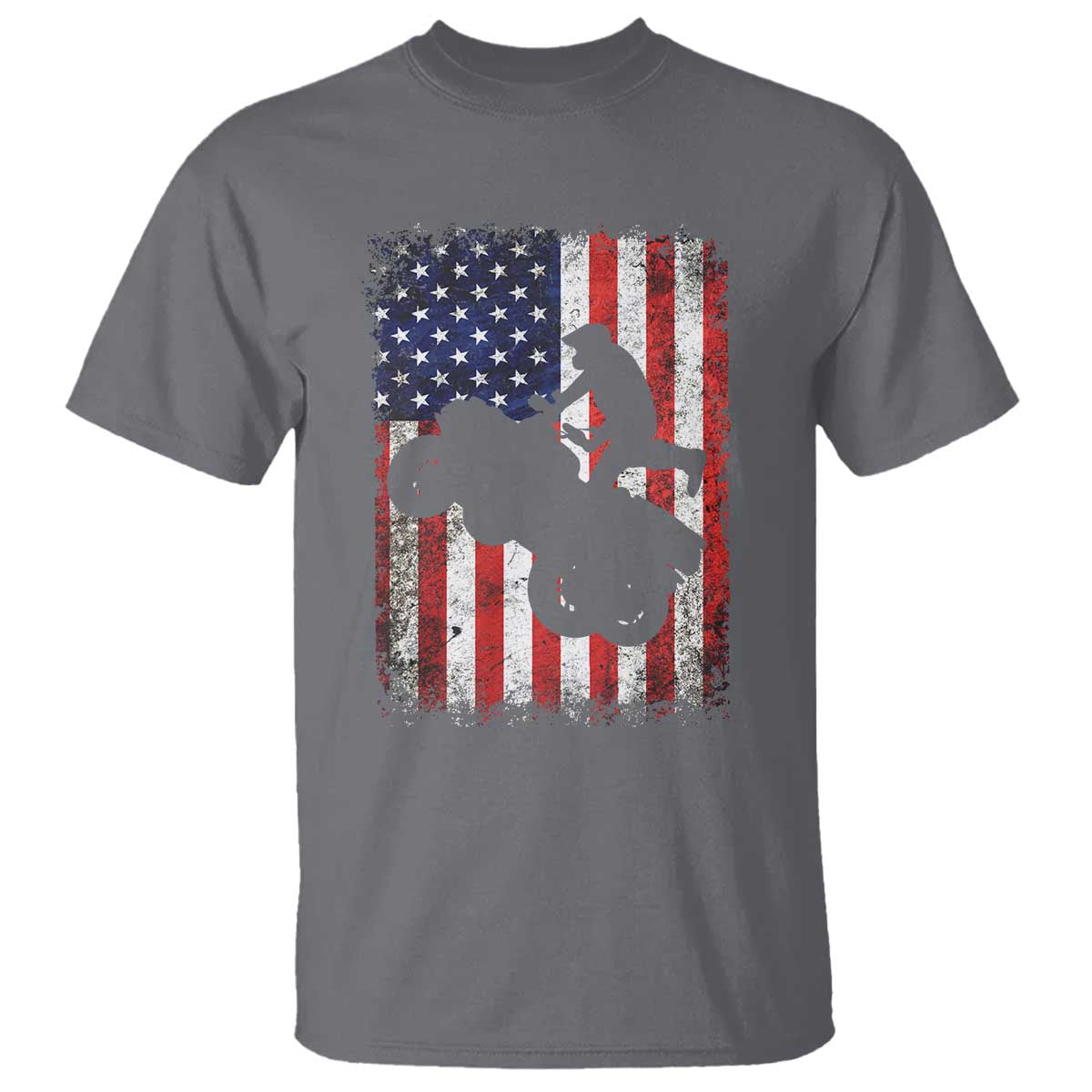 Cool ATV American Flag T Shirt Retro Quad 4 Wheeler ATV Riding Quadrider Off Road TS10 Charcoal Print Your Wear