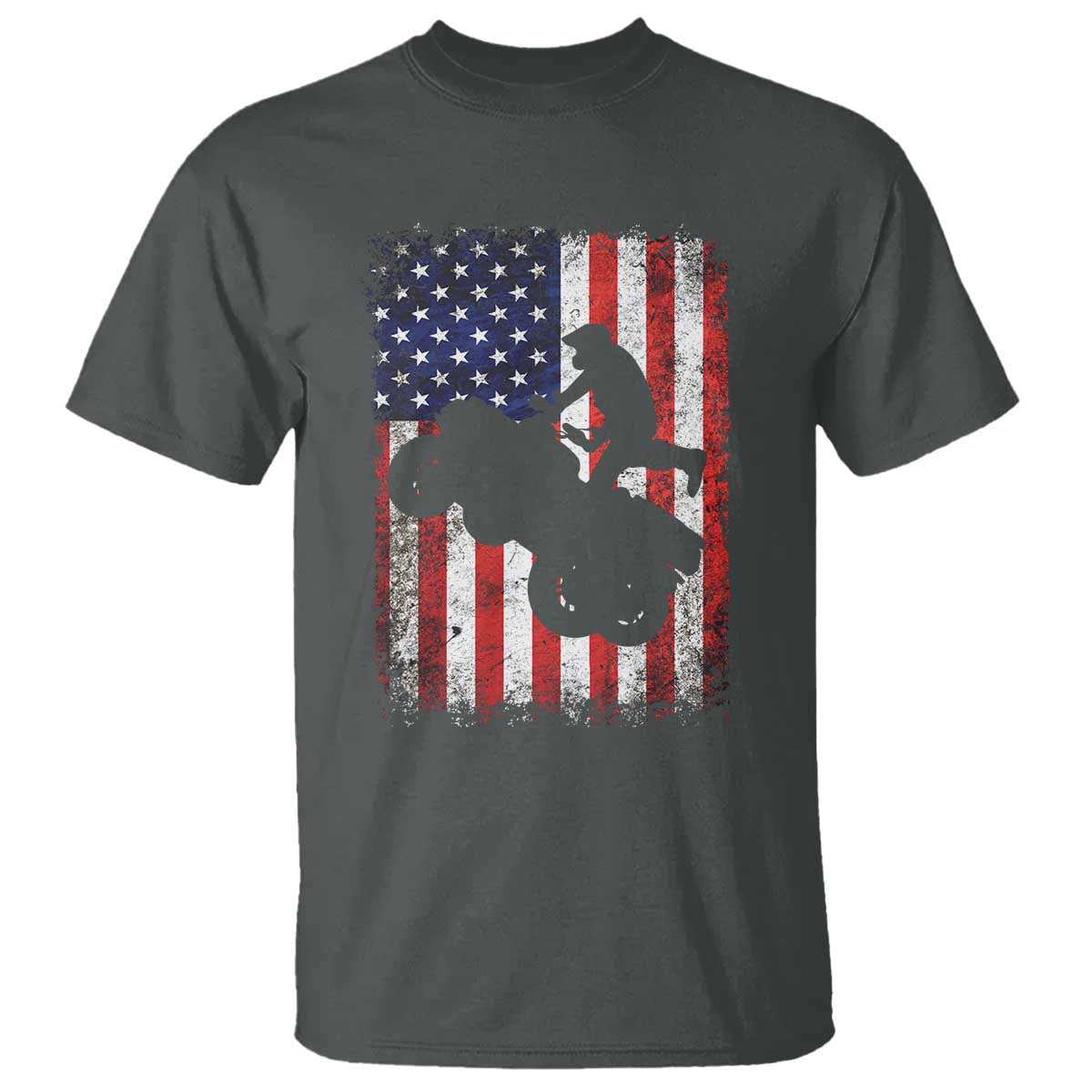 Cool ATV American Flag T Shirt Retro Quad 4 Wheeler ATV Riding Quadrider Off Road TS10 Dark Heather Print Your Wear