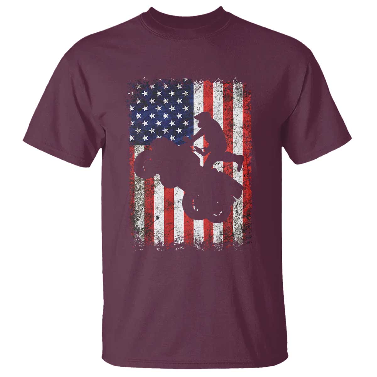 Cool ATV American Flag T Shirt Retro Quad 4 Wheeler ATV Riding Quadrider Off Road TS10 Maroon Print Your Wear