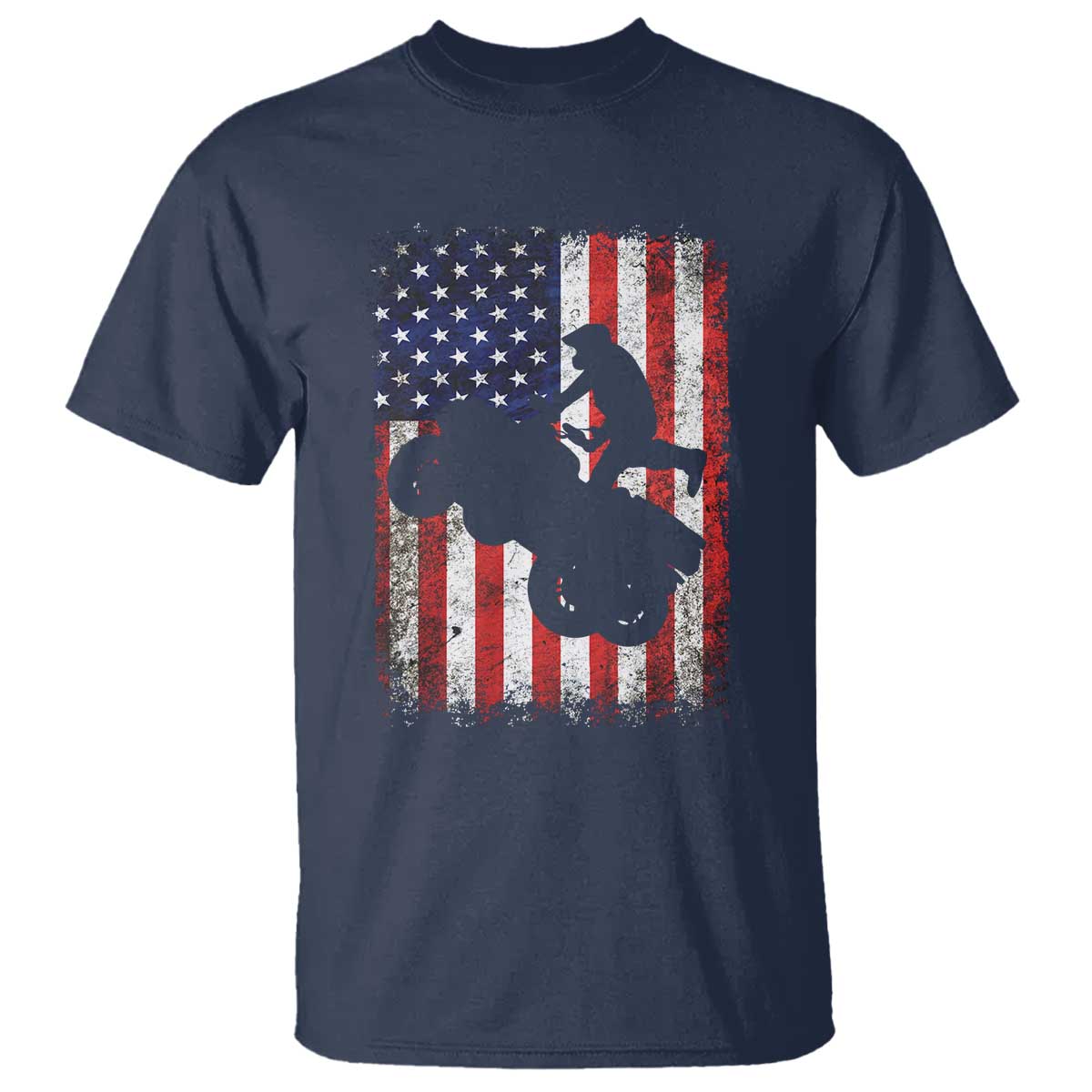 Cool ATV American Flag T Shirt Retro Quad 4 Wheeler ATV Riding Quadrider Off Road TS10 Navy Print Your Wear
