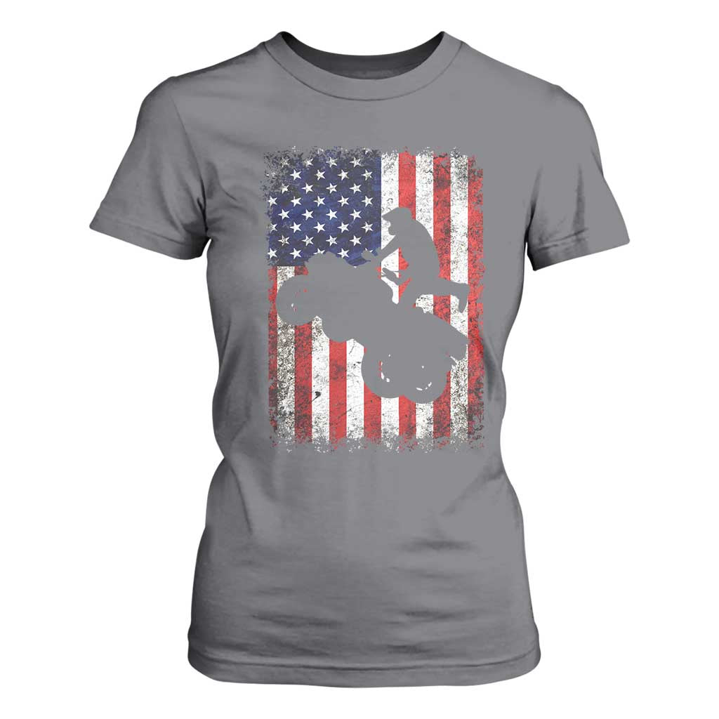 Cool ATV American Flag T Shirt For Women Retro Quad 4 Wheeler ATV Riding Quadrider Off Road TS10 Charcoal Print Your Wear