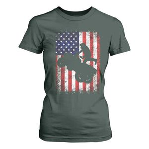Cool ATV American Flag T Shirt For Women Retro Quad 4 Wheeler ATV Riding Quadrider Off Road TS10 Dark Forest Green Print Your Wear