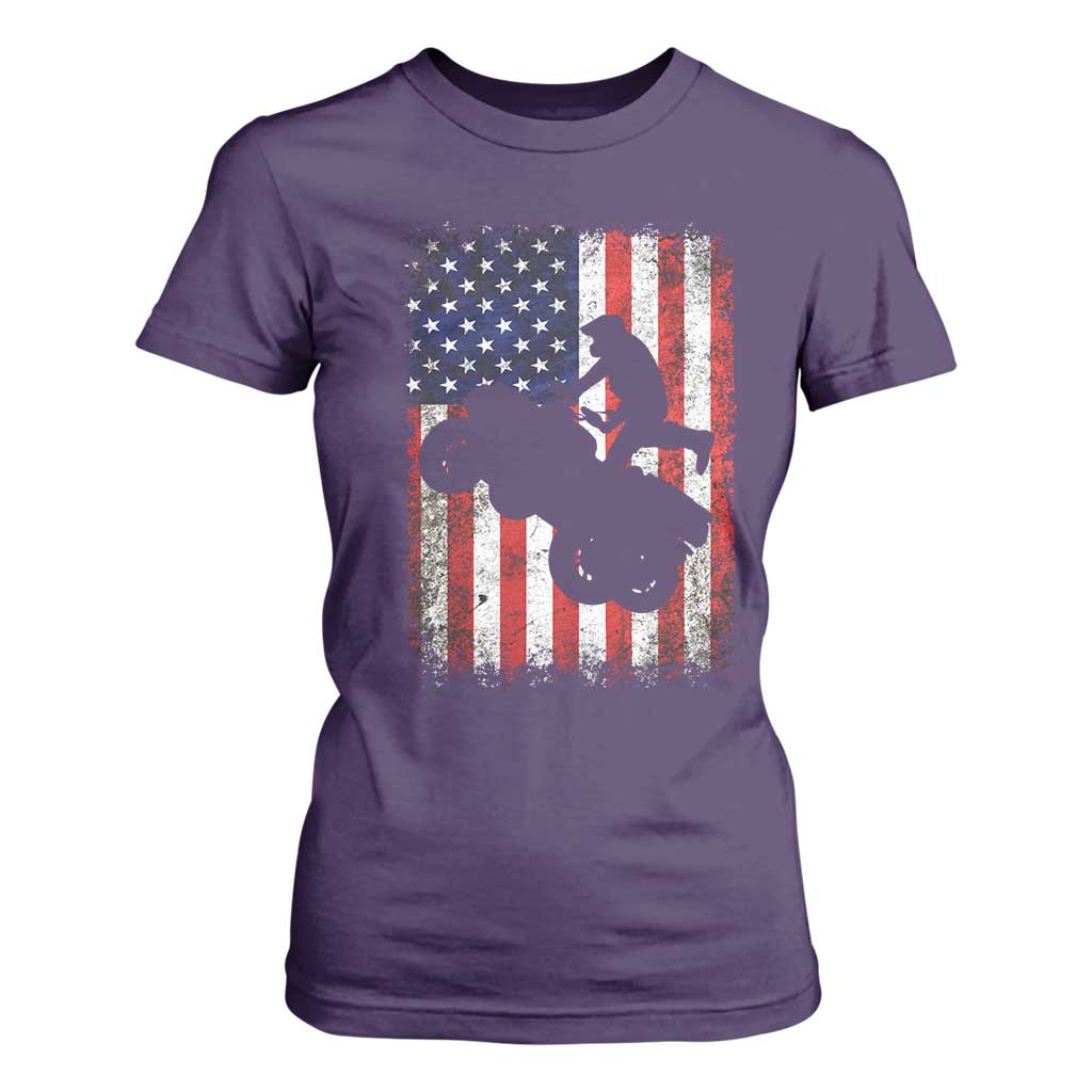 Cool ATV American Flag T Shirt For Women Retro Quad 4 Wheeler ATV Riding Quadrider Off Road TS10 Purple Print Your Wear