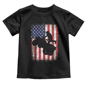 Cool ATV American Flag Toddler T Shirt Retro Quad 4 Wheeler ATV Riding Quadrider Off Road TS10 Black Print Your Wear