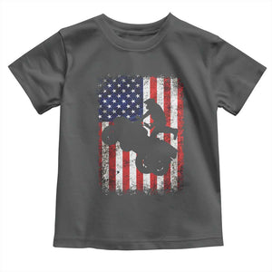 Cool ATV American Flag Toddler T Shirt Retro Quad 4 Wheeler ATV Riding Quadrider Off Road TS10 Dark Heather Print Your Wear