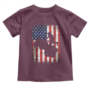 Cool ATV American Flag Toddler T Shirt Retro Quad 4 Wheeler ATV Riding Quadrider Off Road TS10 Maroon Print Your Wear