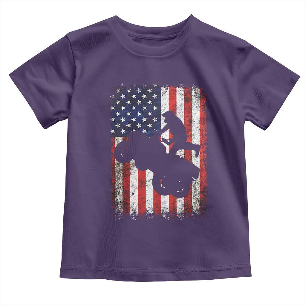 Cool ATV American Flag Toddler T Shirt Retro Quad 4 Wheeler ATV Riding Quadrider Off Road TS10 Purple Print Your Wear