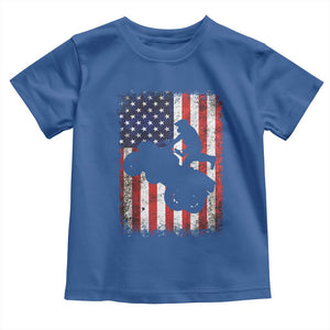Cool ATV American Flag Toddler T Shirt Retro Quad 4 Wheeler ATV Riding Quadrider Off Road TS10 Royal Blue Print Your Wear