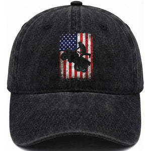 Cool ATV American Flag Washed Cotton Baseball Cap Retro Quad 4 Wheeler ATV Riding Quadrider Off Road TS10 Washed Cap Universal Fit Black Print Your Wear