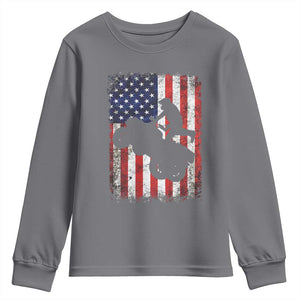 Cool ATV American Flag Youth Sweatshirt Retro Quad 4 Wheeler ATV Riding Quadrider Off Road TS10 Charcoal Print Your Wear