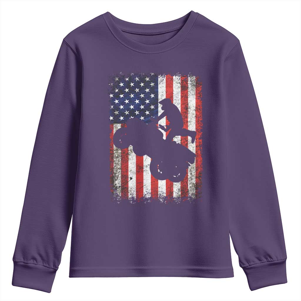 Cool ATV American Flag Youth Sweatshirt Retro Quad 4 Wheeler ATV Riding Quadrider Off Road TS10 Purple Print Your Wear