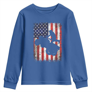 Cool ATV American Flag Youth Sweatshirt Retro Quad 4 Wheeler ATV Riding Quadrider Off Road TS10 Royal Blue Print Your Wear