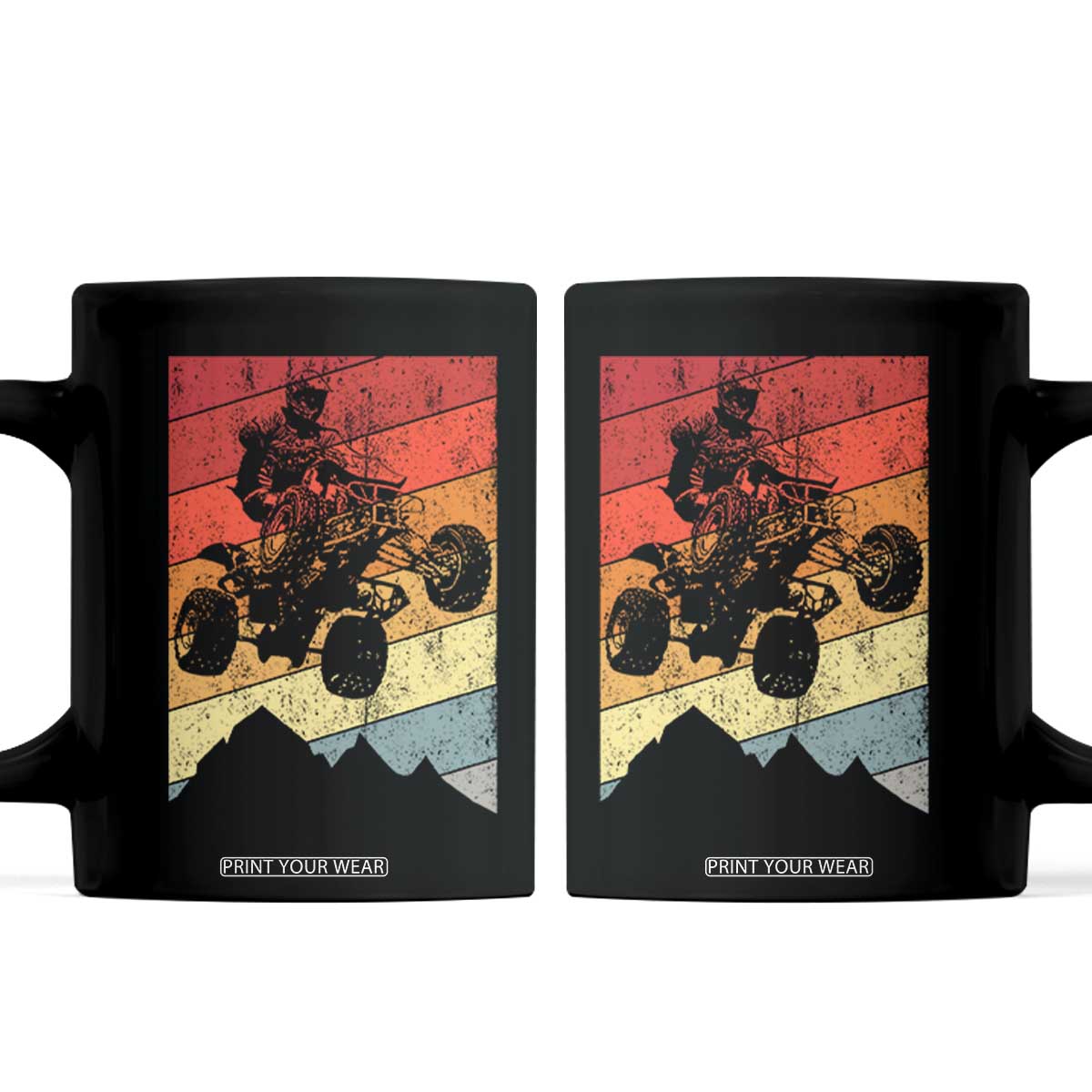Vintage All-Terrain Vehicles Coffee Mug Retro 4 Wheeler ATV Riding Quadrider TS10 Black Print Your Wear