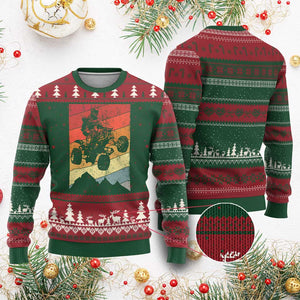 Vintage All-Terrain Vehicles Ugly Christmas Sweater Retro 4 Wheeler ATV Riding Quadrider TS10 Red Green Print Your Wear
