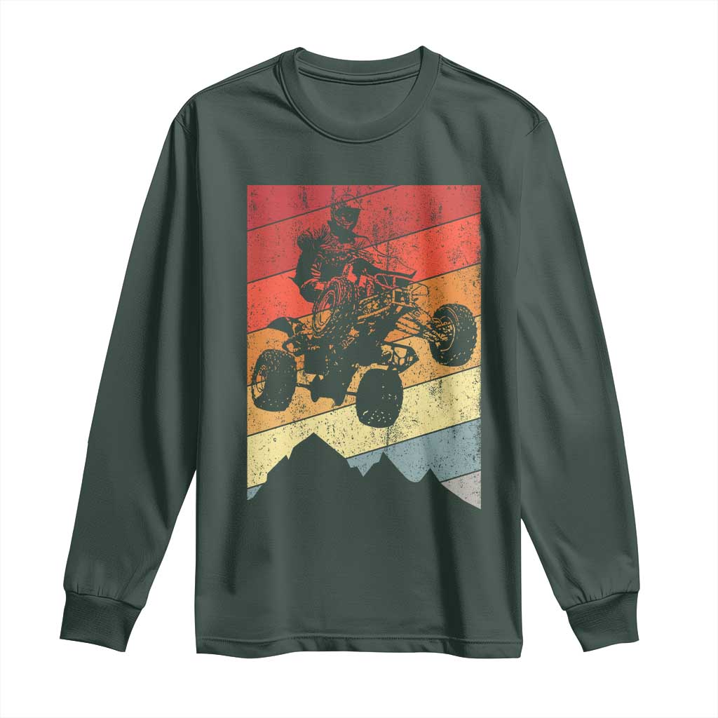 Vintage All-Terrain Vehicles Long Sleeve Shirt Retro 4 Wheeler ATV Riding Quadrider TS10 Dark Forest Green Print Your Wear