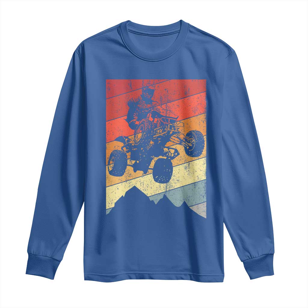 Vintage All-Terrain Vehicles Long Sleeve Shirt Retro 4 Wheeler ATV Riding Quadrider TS10 Royal Blue Print Your Wear