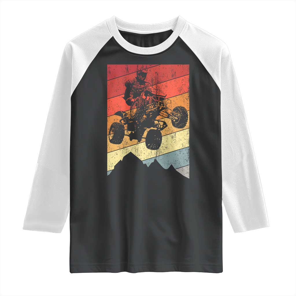 Vintage All-Terrain Vehicles Raglan Shirt Retro 4 Wheeler ATV Riding Quadrider TS10 Black White Print Your Wear