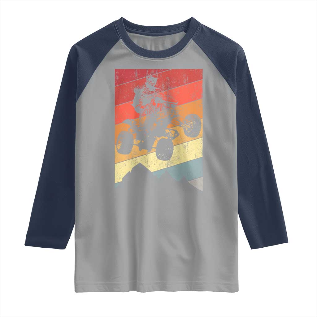 Vintage All-Terrain Vehicles Raglan Shirt Retro 4 Wheeler ATV Riding Quadrider TS10 Sport Gray Navy Print Your Wear