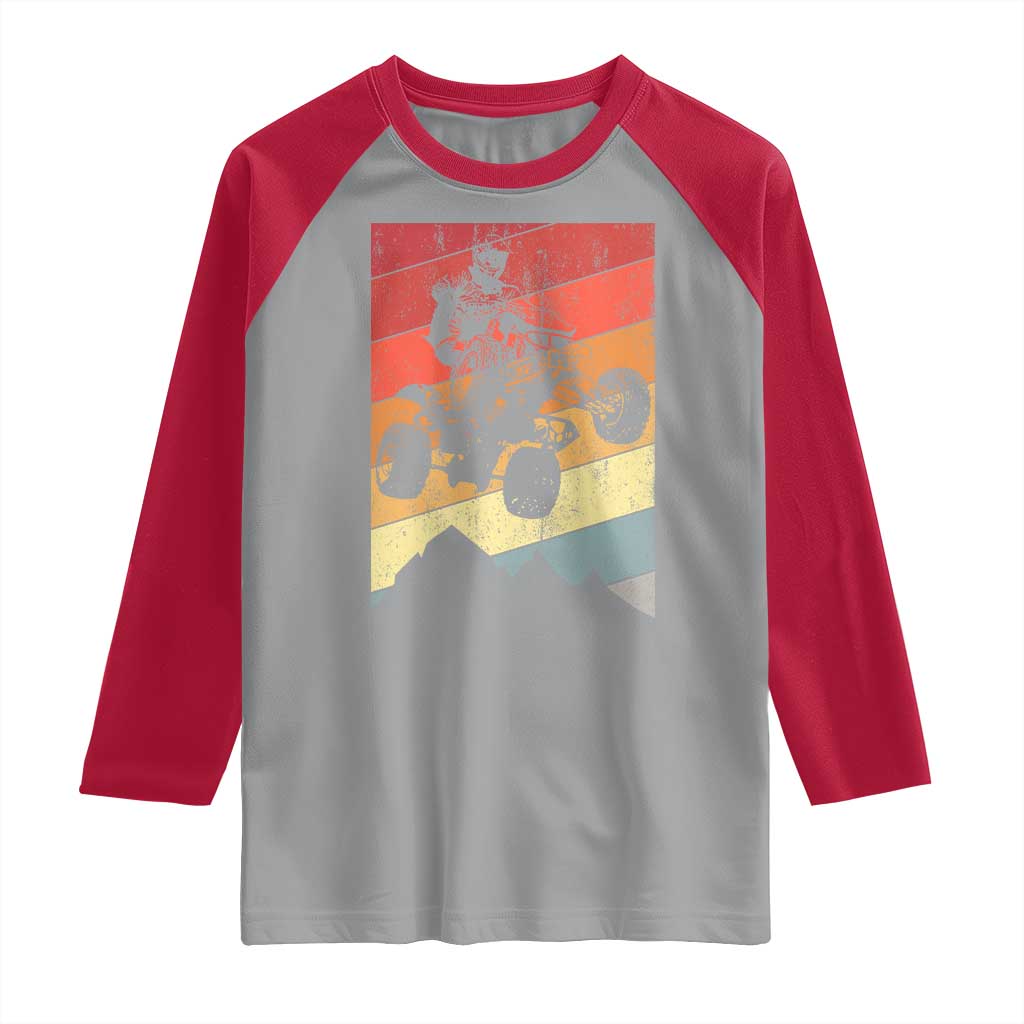 Vintage All-Terrain Vehicles Raglan Shirt Retro 4 Wheeler ATV Riding Quadrider TS10 Sport Gray Red Print Your Wear
