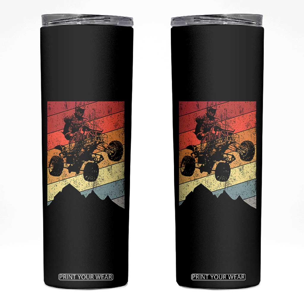 Vintage All-Terrain Vehicles Skinny Tumbler Retro 4 Wheeler ATV Riding Quadrider TS10 Black Print Your Wear
