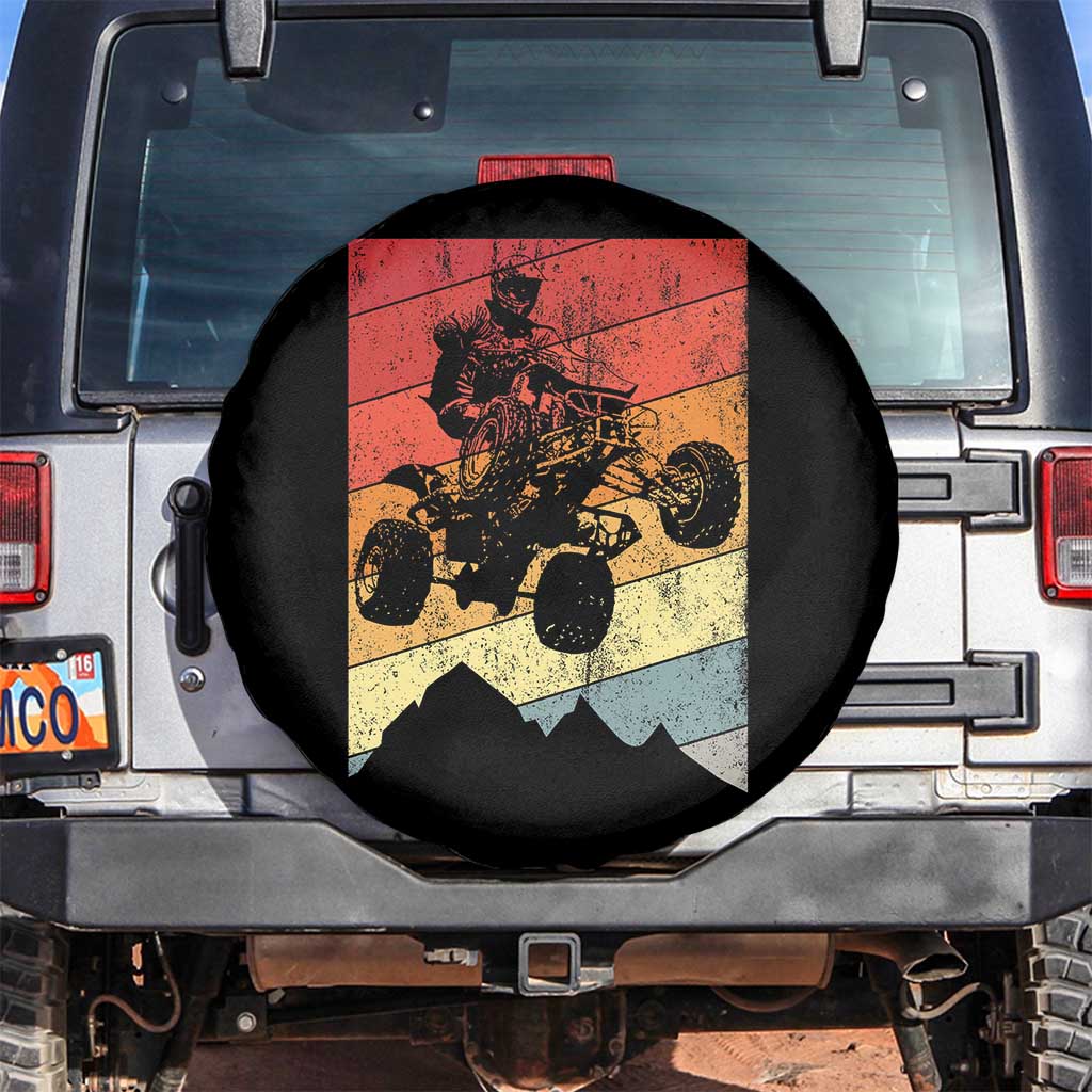 Vintage All-Terrain Vehicles Spare Tire Cover Retro 4 Wheeler ATV Riding Quadrider TS10 No hole Black Print Your Wear