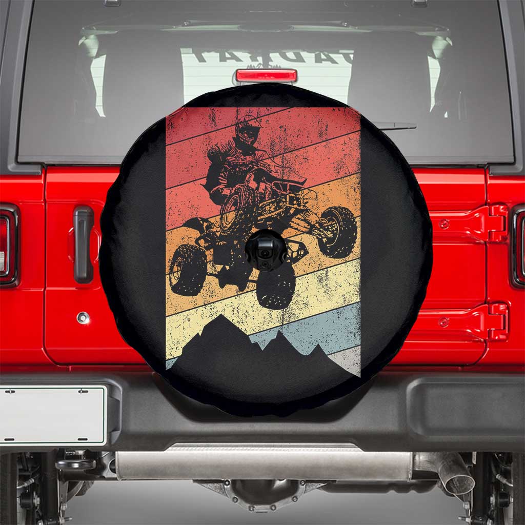 Vintage All-Terrain Vehicles Spare Tire Cover Retro 4 Wheeler ATV Riding Quadrider TS10 Black Print Your Wear