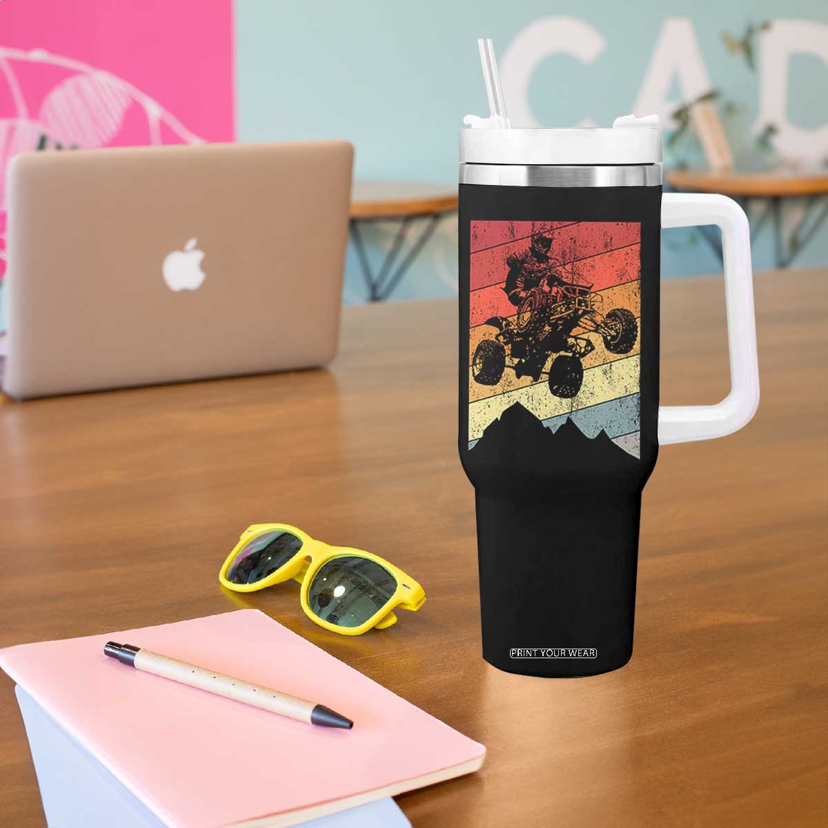 Vintage All-Terrain Vehicles Tumbler With Handle Retro 4 Wheeler ATV Riding Quadrider TS10 Print Your Wear