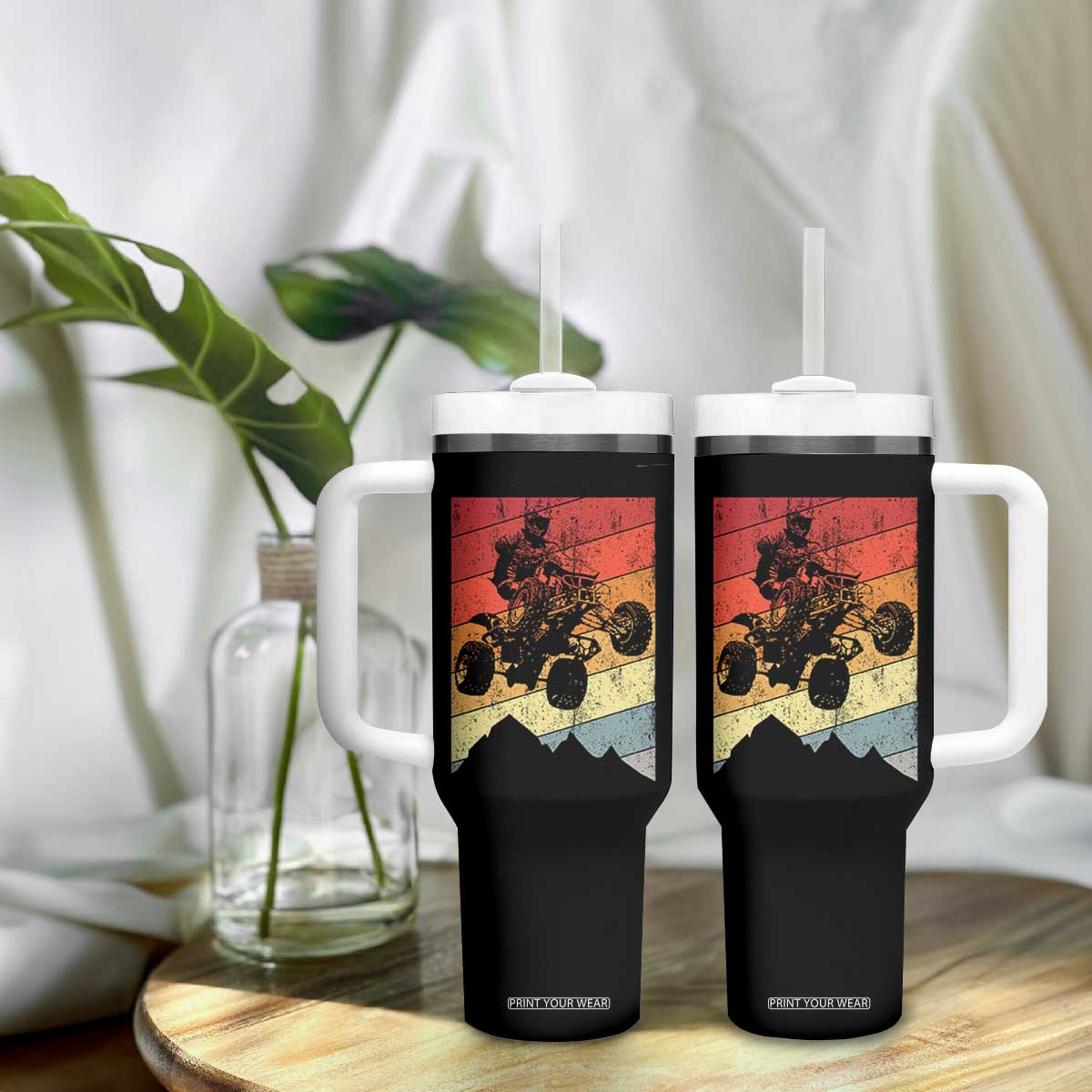 Vintage All-Terrain Vehicles Tumbler With Handle Retro 4 Wheeler ATV Riding Quadrider TS10 Print Your Wear