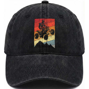 Vintage All-Terrain Vehicles Washed Cotton Baseball Cap Retro 4 Wheeler ATV Riding Quadrider TS10 Washed Cap Universal Fit Black Print Your Wear