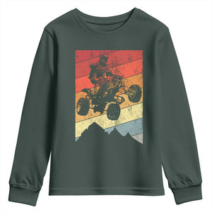 Vintage All-Terrain Vehicles Youth Sweatshirt Retro 4 Wheeler ATV Riding Quadrider TS10 Dark Forest Green Print Your Wear