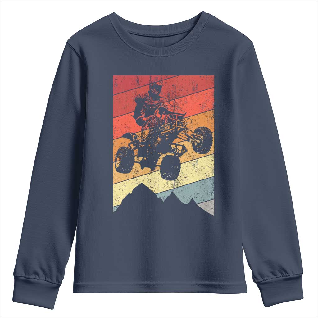 Vintage All-Terrain Vehicles Youth Sweatshirt Retro 4 Wheeler ATV Riding Quadrider TS10 Navy Print Your Wear